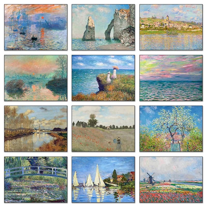 Arte Murale Astratta Moderna, Famoso Paesaggio di Claude Monet, Stampa Diamantata, Poster Nordico, Quadro da Parete per Soggiorno, Decorazione Casa