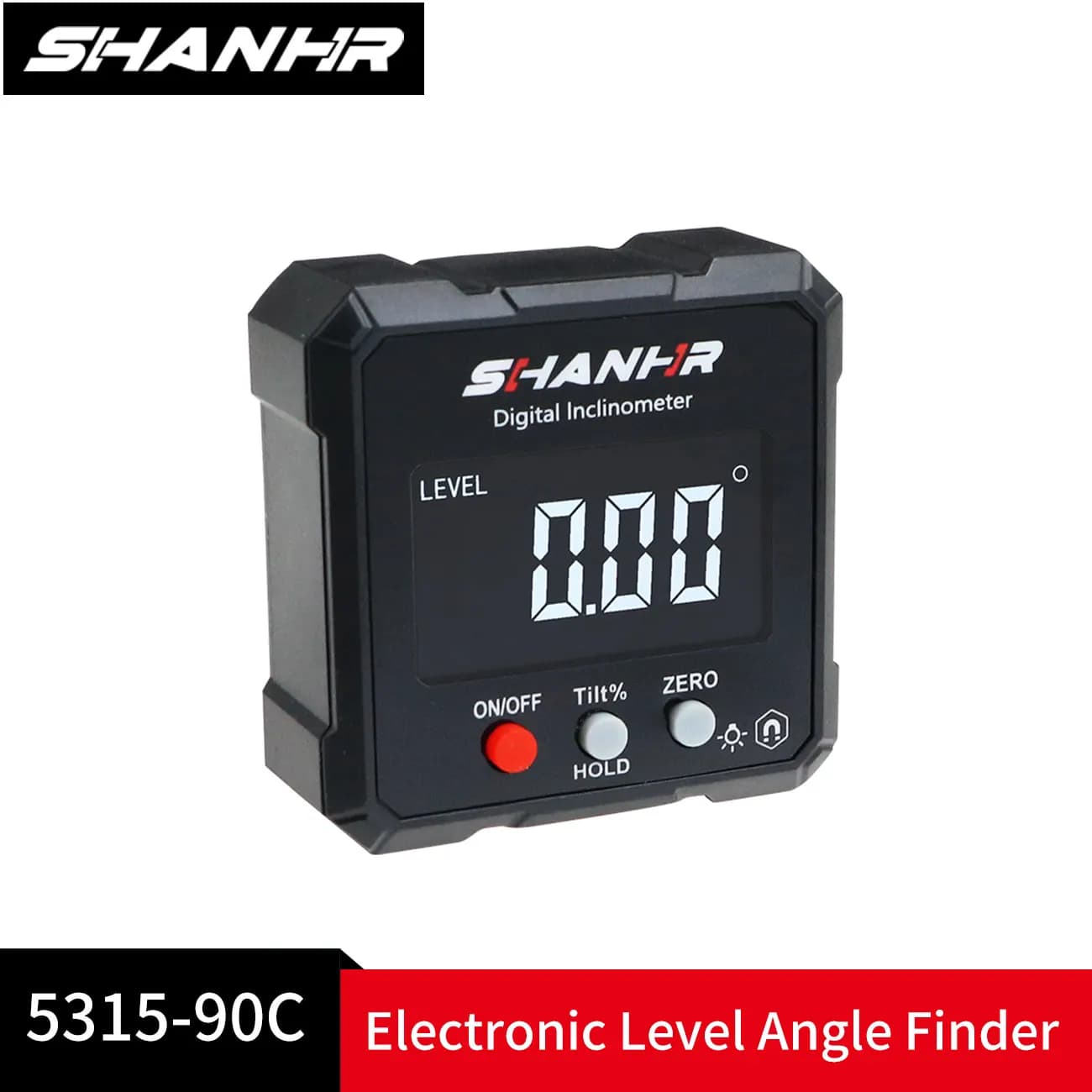 SHANHR Strumento di misurazione dell'angolo con scatola smussata per misuratore di livello e angolo elettronico digitale magnetico