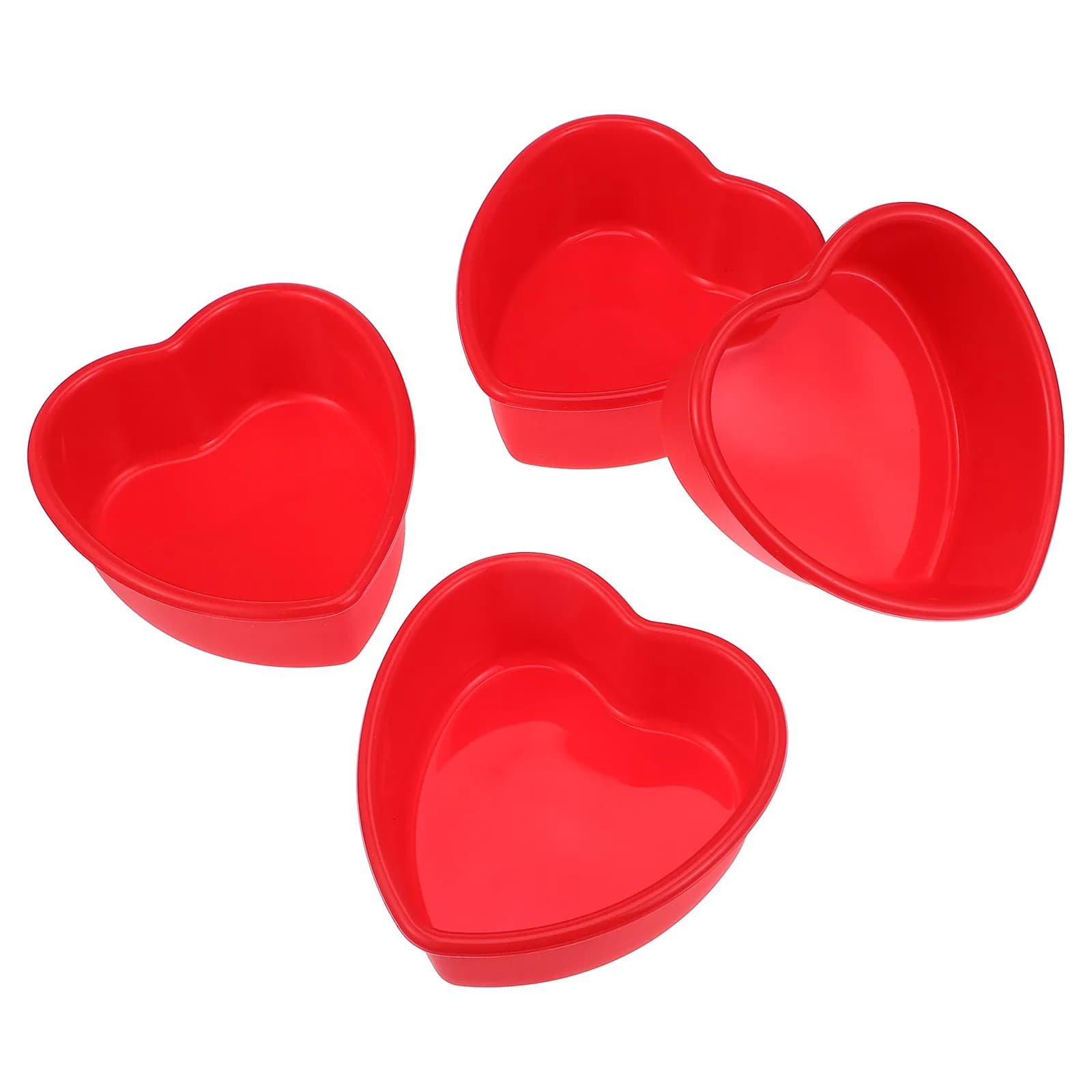 Set di 4 Stampi in Silicone a Forma di Cuore, Mini Teglie per Cottura, Sicure per Forno, Microonde, Friggitrice ad Aria e Congelatore, Design Creativo e Romantico per Casa e Caffetteria