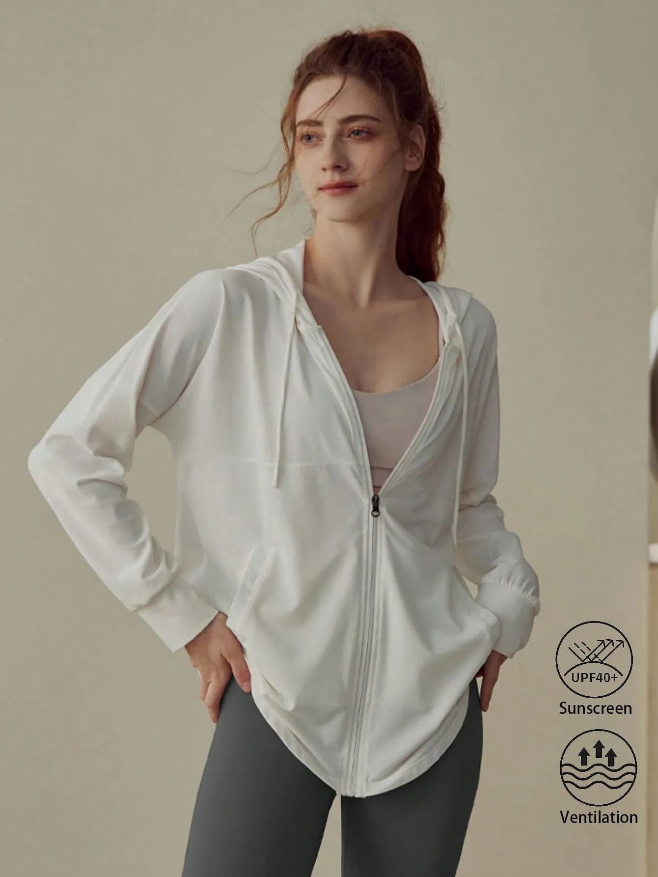Never me Women's High-Quality Yoga Top, Suitable For Morning Runs, Professional Fitness Jacket, Sun Protection Outerwear For Running Spring Sports