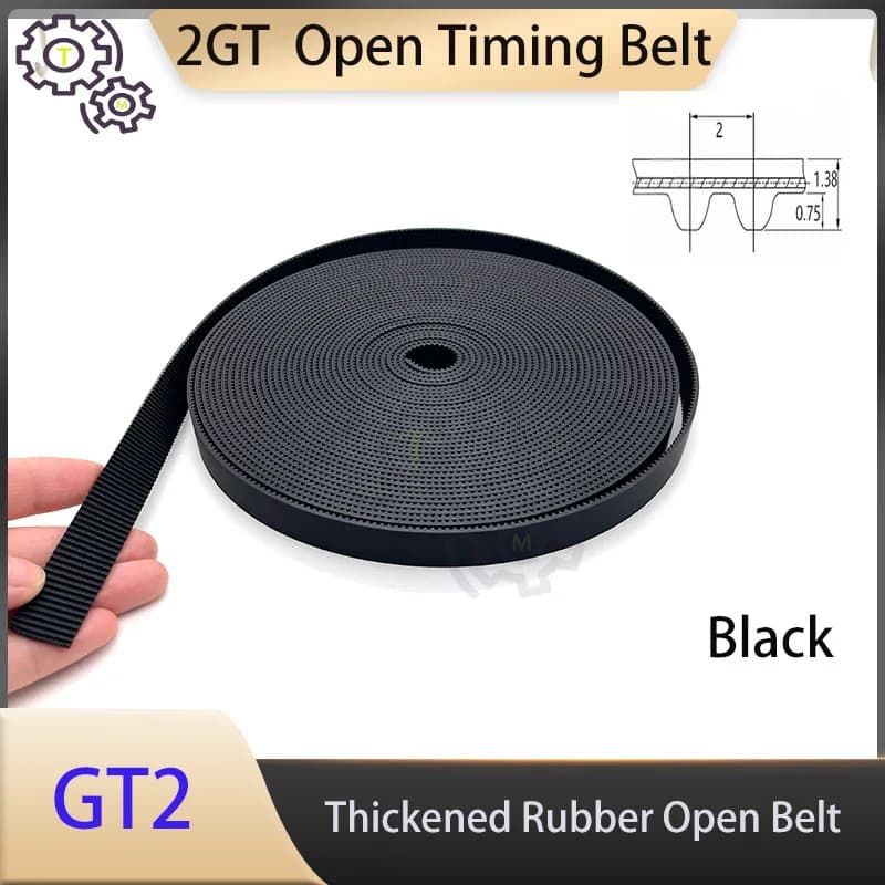 2GT/ GT2 Open Belt Rubber GT2 Synchronous Belt Width 5/6/9/10/15/30mm Belt Width 1m-50m 2GT Open Belt Rubber Thickening