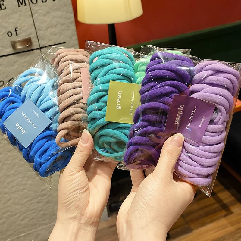 50 pcs Colorful Basic Nylon Ealstic Hair Ties For Girls Coda Horse Tenor Elastic Scrunchie Women Fashion Accessories For Baby Hair
