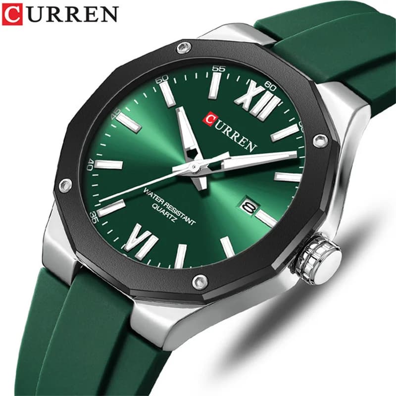 Curren 8465 New Style Boy's Watch Coming 2024 Water Resistant Bright Silicone Strap With Date Display Simple and casual watch design