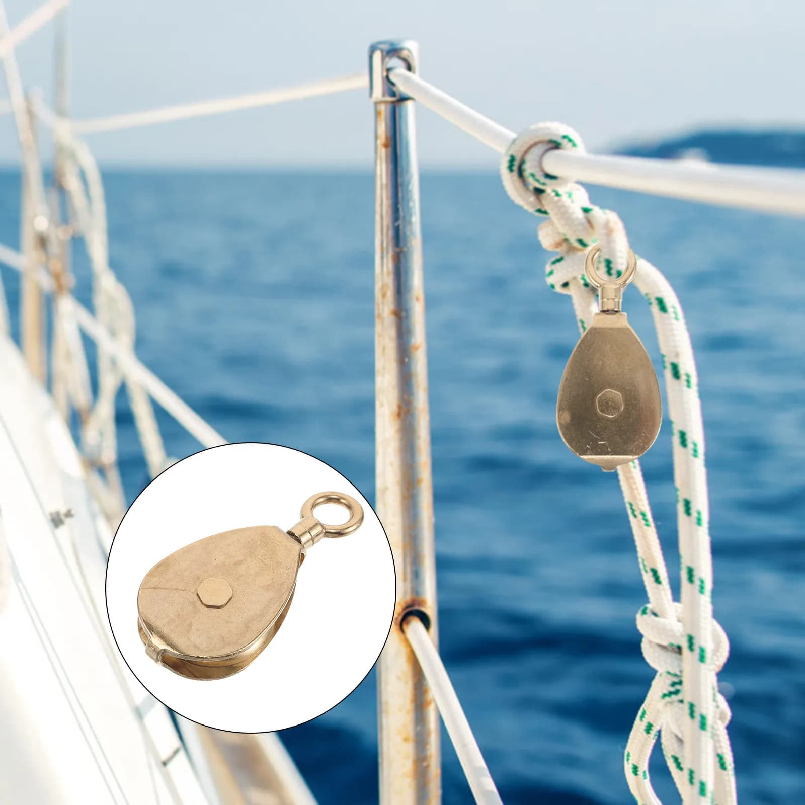 Carrucola per Asta Bandiera Marina, Accessorio Piccolo in Ottone Resistente, Sistema a Rullo da 50 mm per Corde di Barche, Yacht e Barche a Vela