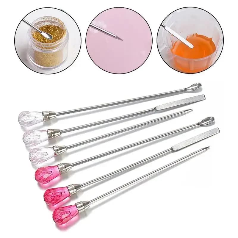 1/3PCS Nail Art Stirring Rod Tool Stainless Steel Acrylic Powder Liquid Gel Polish Spoon Spatula Pin Stick Foundation Mixing