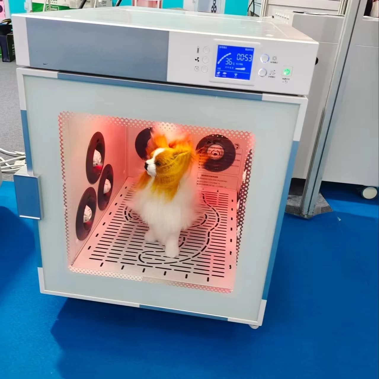 Asciugatrice Automatica per Animali Domestici PetFit in Acciaio Inossidabile per Saloni di Bellezza e Toelettatura, Asciugacapelli per Cani di Piccola Taglia