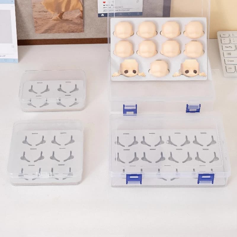 GSC Scatola portaoggetti per guscio viso Scatola antipolvere per bambola Bjd OB11 Testa Shell Scatola fissa in plastica trasparente Strumenti in argilla polimerica