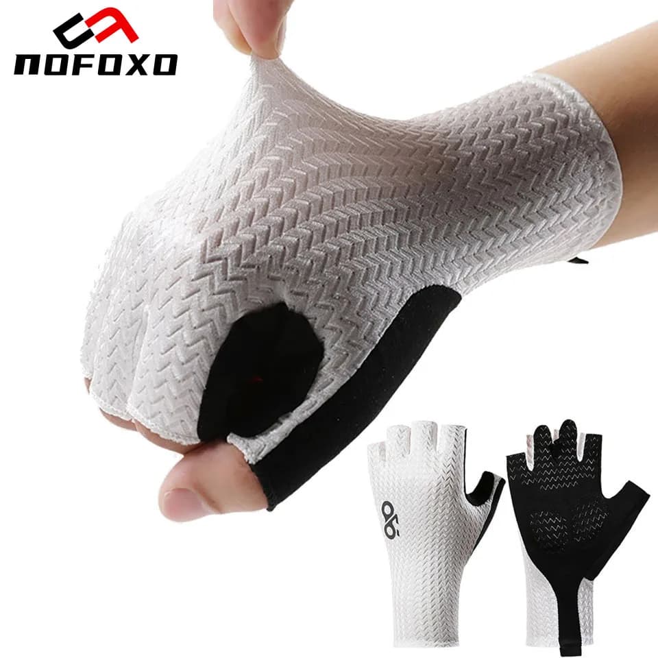 NOFOXO Cycling Gloves Half Fins Summer Breathable Bicycle Gloves Fitness Non-slip Bike Gloves Cooling Sports Equipment Shock Absorption