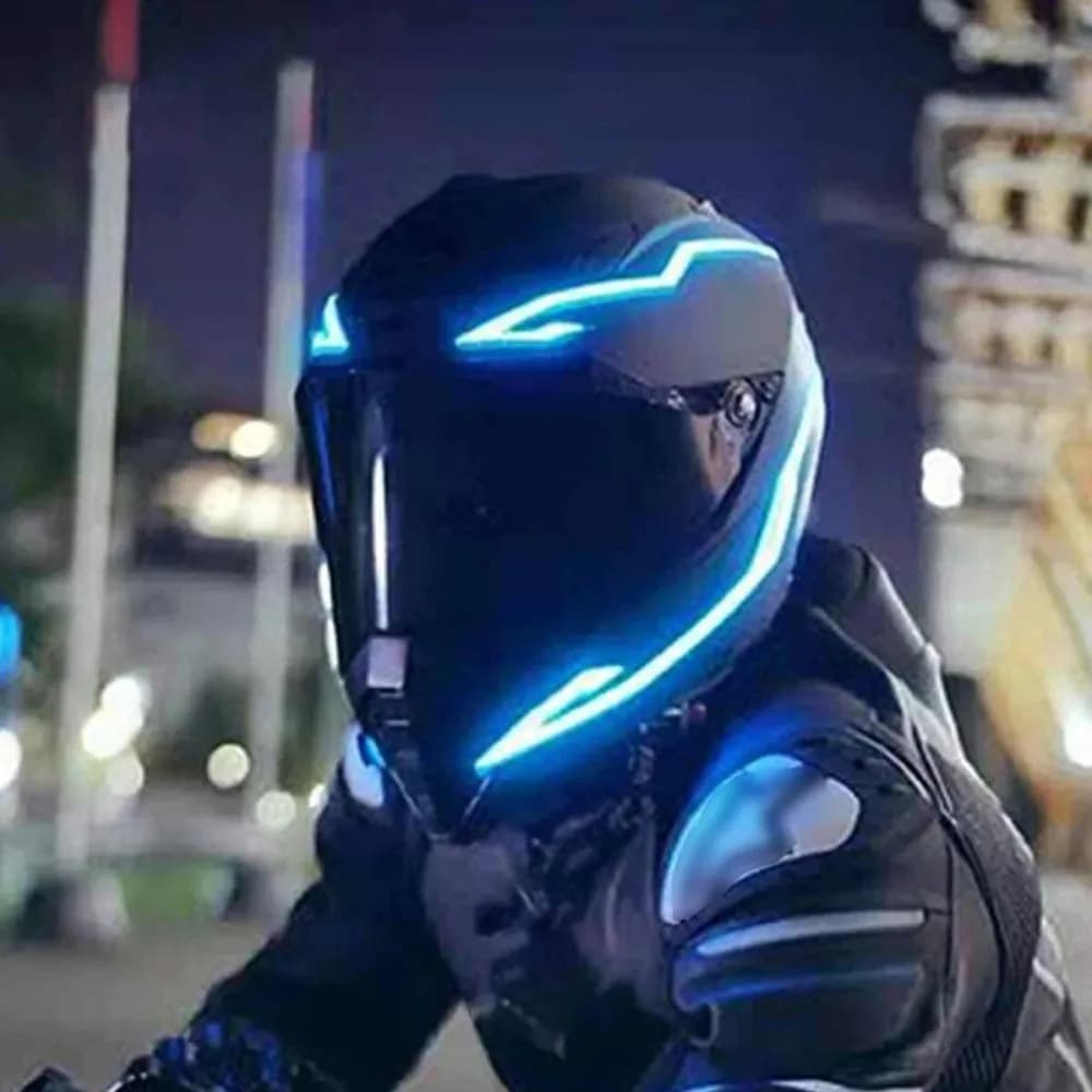 Waterproof Motorcycle Helmet LED EL Light Strip, 4‑Mode Flashing Warning Sticker Night Safety Riding Light Kit for Bike Helmet