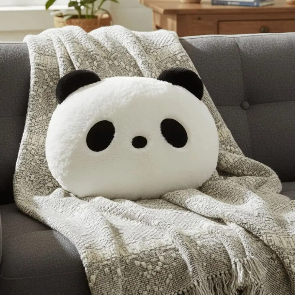 Cuscino Peluche a Forma di Panda, Decorazione per Camera da Letto e Divano, Kawaii, 30cm, Cuscini Decorativi a Forma di Panda