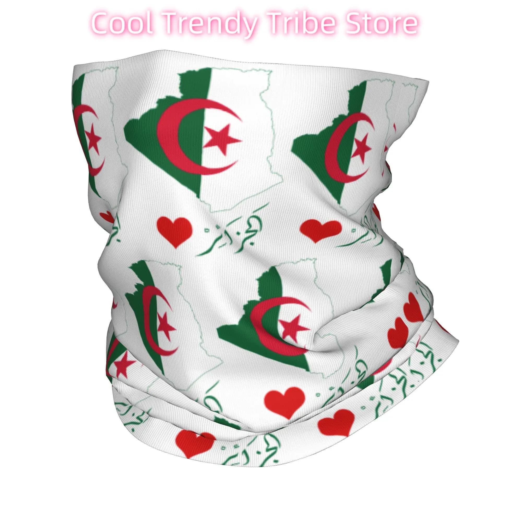 Copricollo bandana algerino con bandiera dell'Algeria stampato} maschera sciarpa maschera multiuso corsa unisex adulto inverno