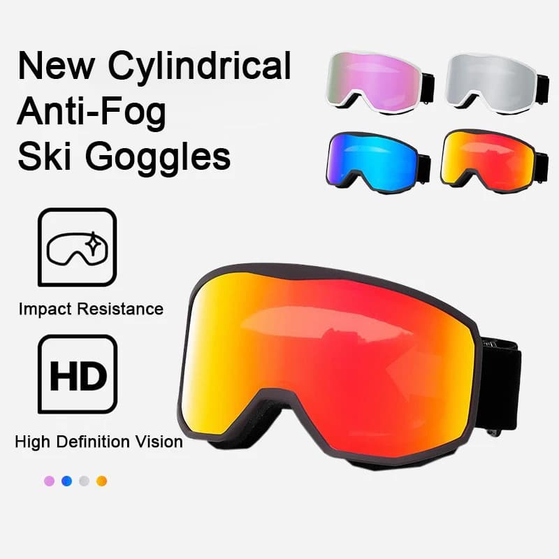 Double Layer Anti Fog Ski Goggles Cylindrical Large View HD Lens UV Protection Snowboard Goggles for Adult Skiing Mountaineering