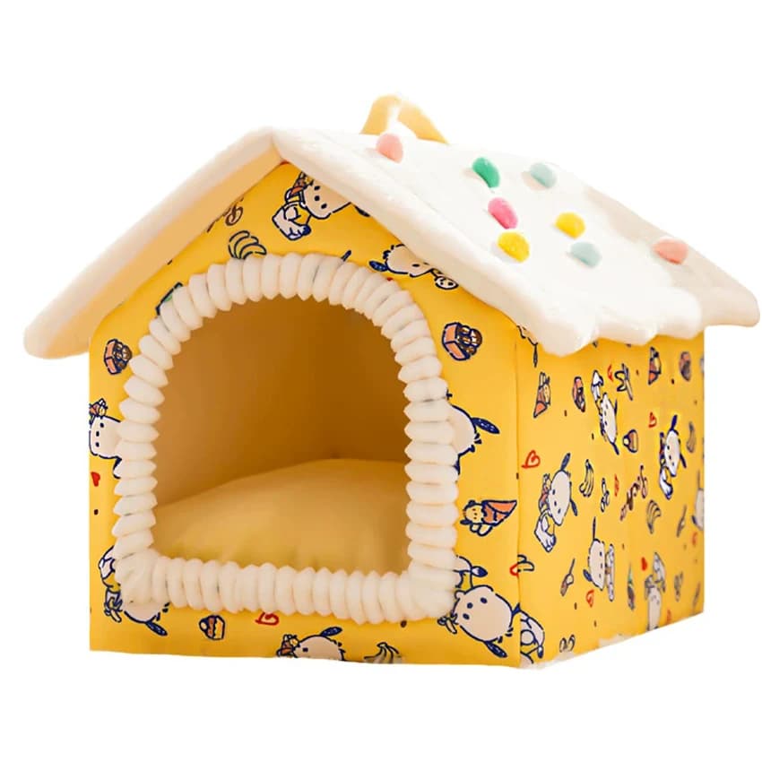 Casetta per animali pieghevole Casetta per gatti lavabile rimovibile Cucciolo Grotta Divano Letto per animali domestici Casa per cani di piccola taglia Gatti medi Pet Bella casa in cotone