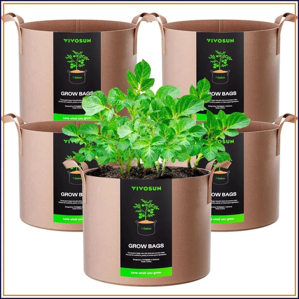7 Gallon Grow Bags 5-Pack - Heavy Duty Thickened Nonwoven Fabric Pots with Strap Handles for Indoor Outdoor Plants