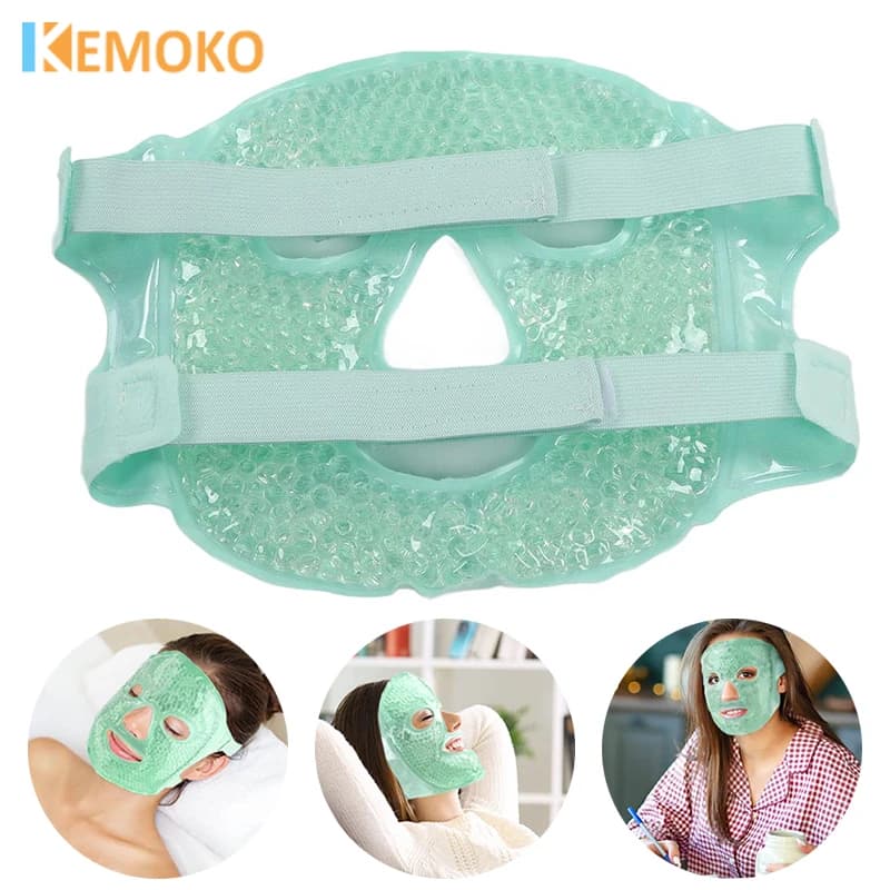 Maschera di ghiaccio Maschera per gli occhi fredda per il viso Confezione di ghiaccio Riduce il soffio per il viso Cerchi scuri Perline di gel Calore caldo Impacco freddo Viso SPA Cura di bellezza