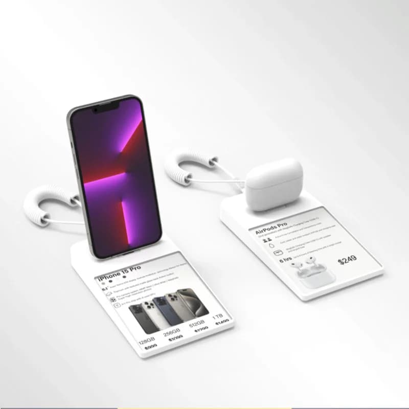 6 pezzi di ricarica per auricolari, display antifurto per allarme, supporto per allarme antifurto di sicurezza per telefono cellulare con supporto per cartellino del prezzo