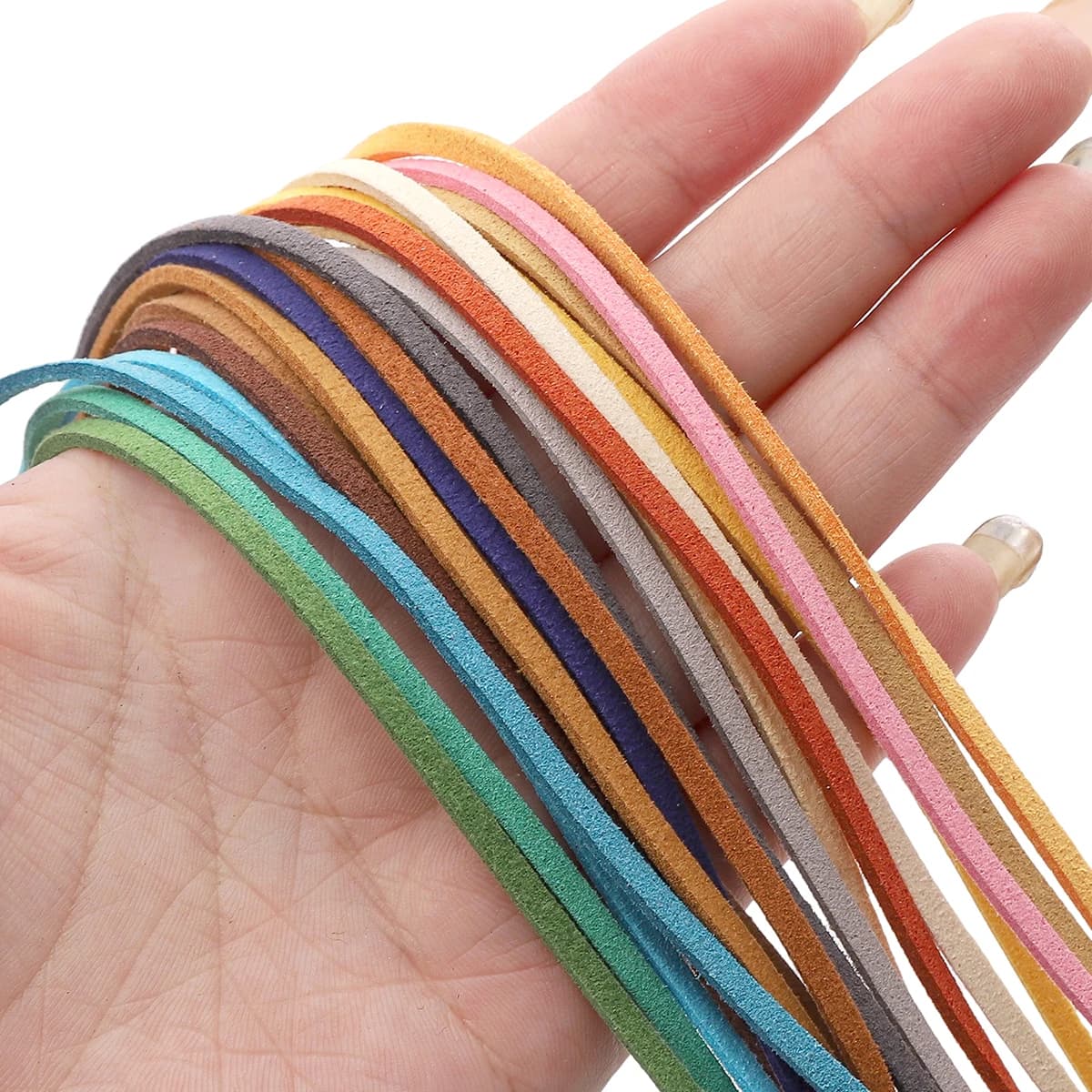 Velluto coreano per tessitura a mano in pelle scamosciata piatta a doppia faccia da 3 mm per accessori per gioielli con bracciale con perline fai da te fatti a mano 1 m/4 m/rotolo