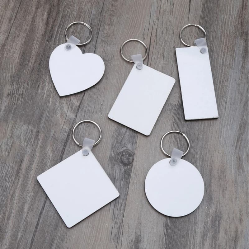 12pcs fai da te sublimazione legno duro portachiavi doppio stampabile MDF vuoto per portachiavi trasferimento calore per G
