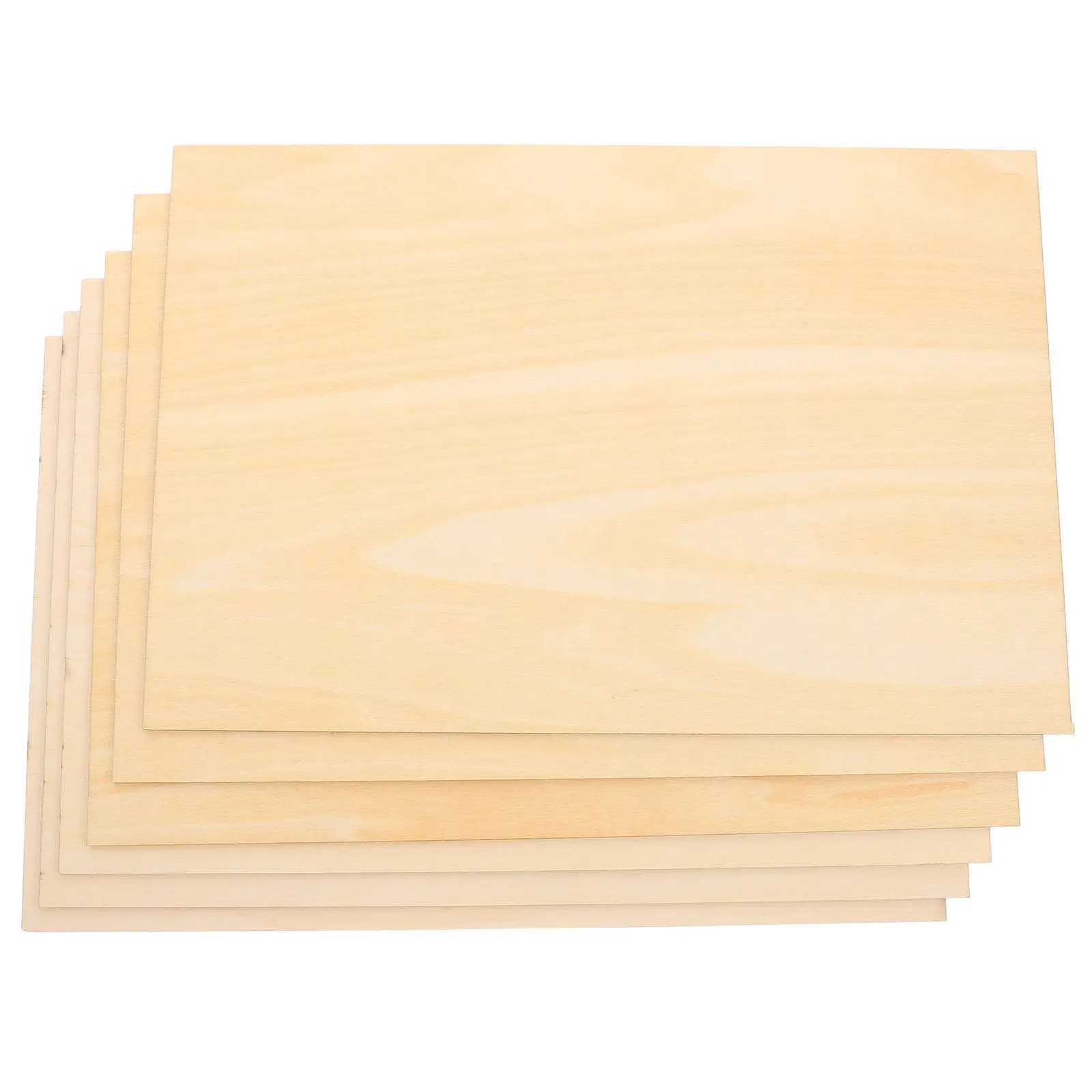 6Pcs Unfinished Wooden Craft Boards Premium Basswood Sheets for DIY Painting Carving Cutting Art Projects School Studio Use