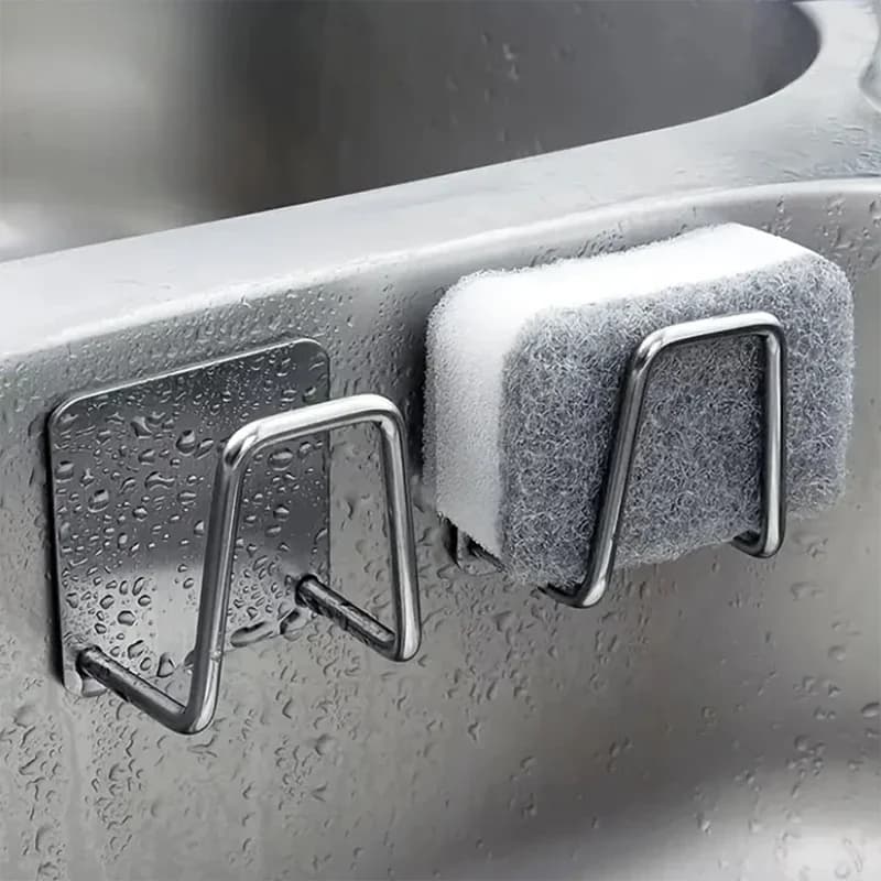 2 Parts Stainless Steel Washer Sponge, Hooks Wall decals for Drying and Organization