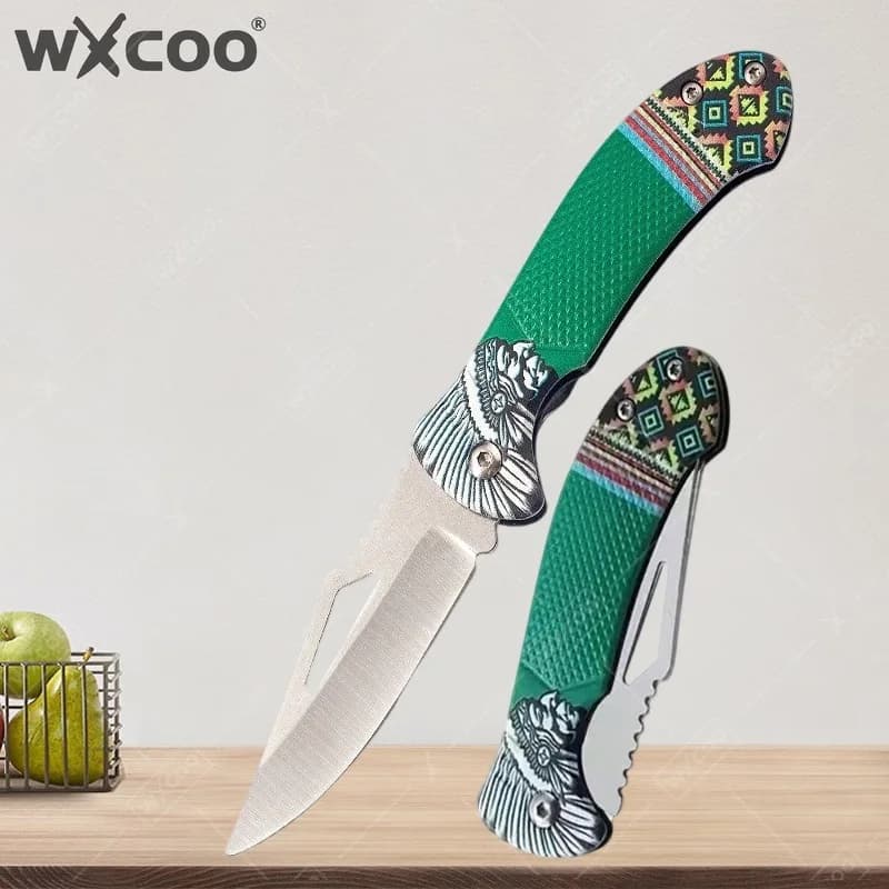 WXCOO Folding Knife, Kitchen Tool, Multipurpose Knife for Vegetables and Fruit, Stainless Steel with Non-slip Handle