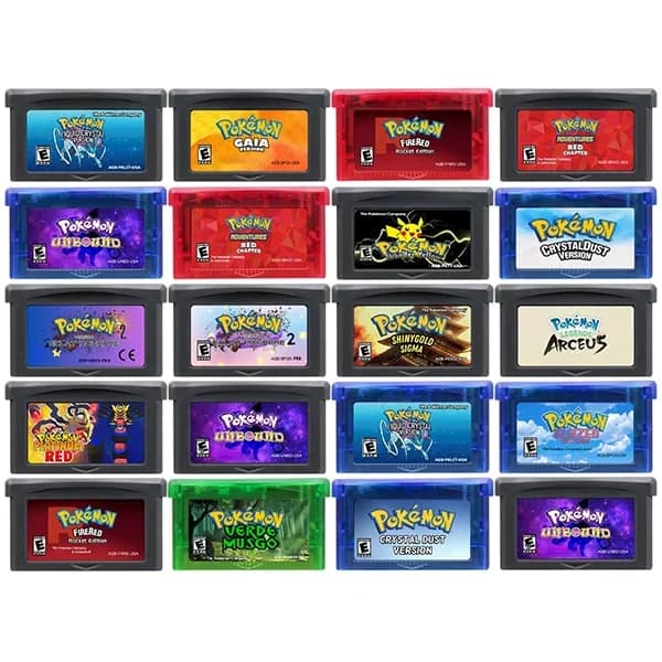 Cartuccia di gioco GBA Scheda console per videogiochi a 32 bit Serie Pokemon Cristallo liquido FireRed Rocket Unbound Gaia Fan Made per GBA