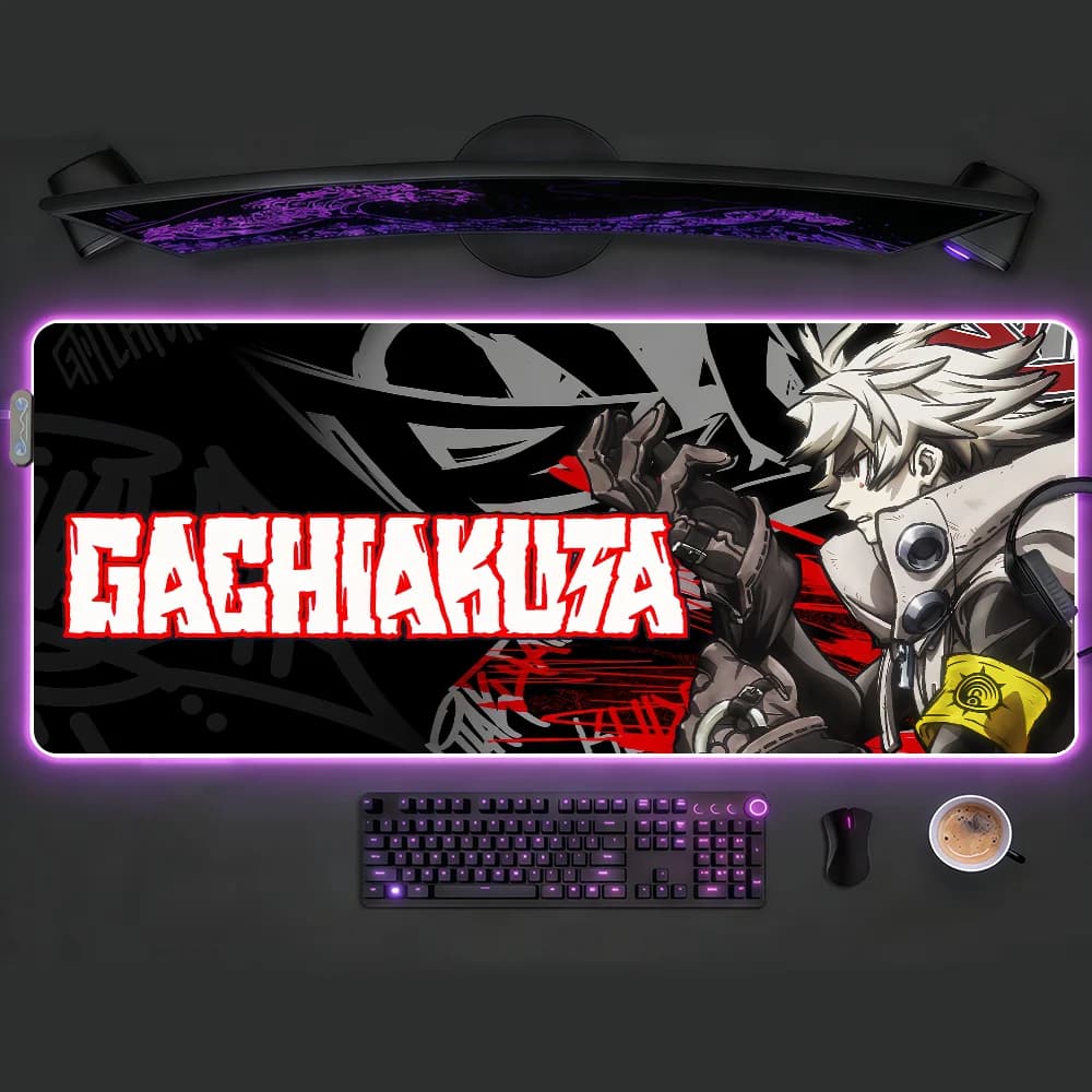 Tappetino per mouse Anime G-Gachiakuta con luce LED RGB, tastiera da gioco colorata, copertura antiscivolo, superficie impermeabile