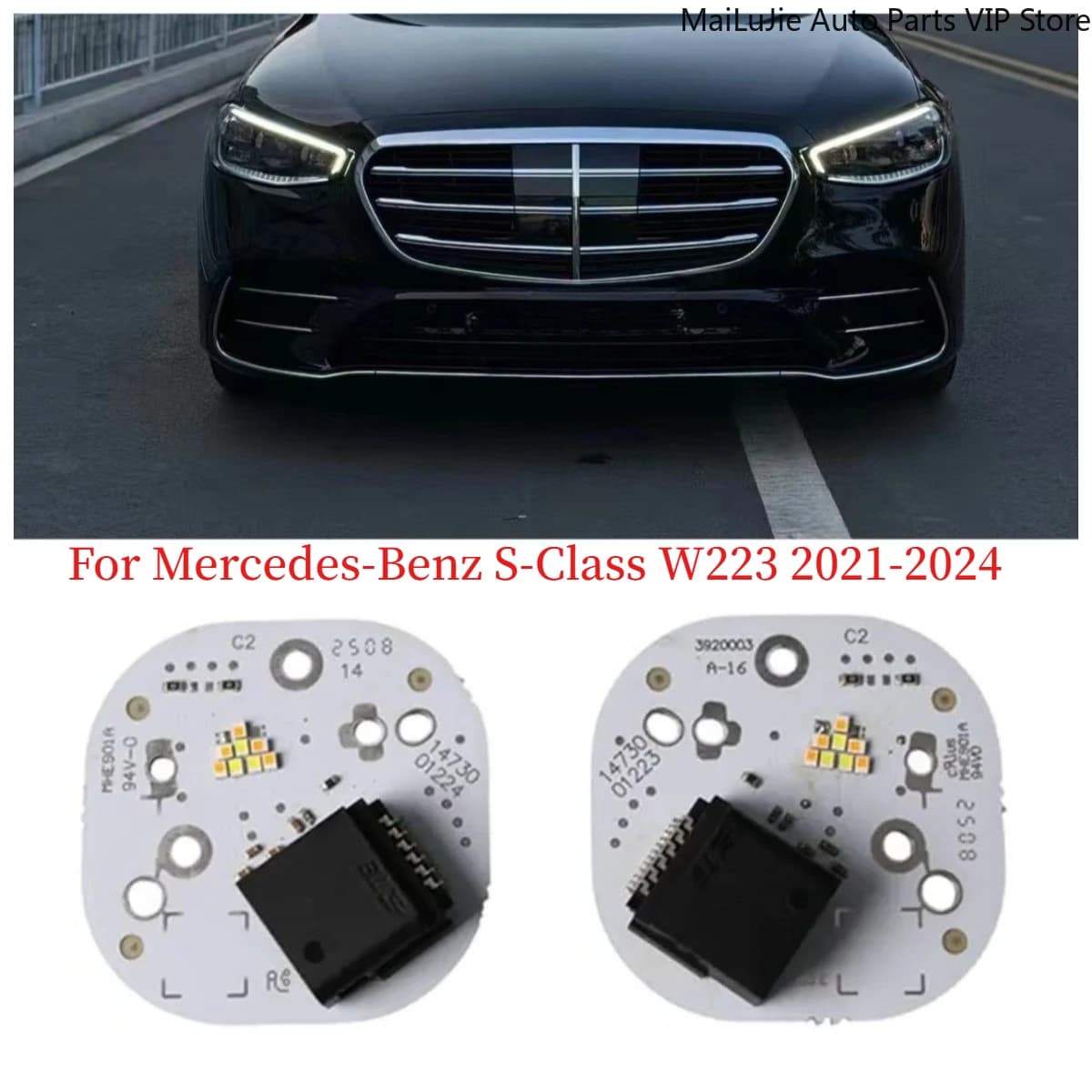 White LED DRL Daytime Running Light Chip Turn Signal Module Board For Mercedes-Benz S-Class W223 2021-2024 Headlight Replacement