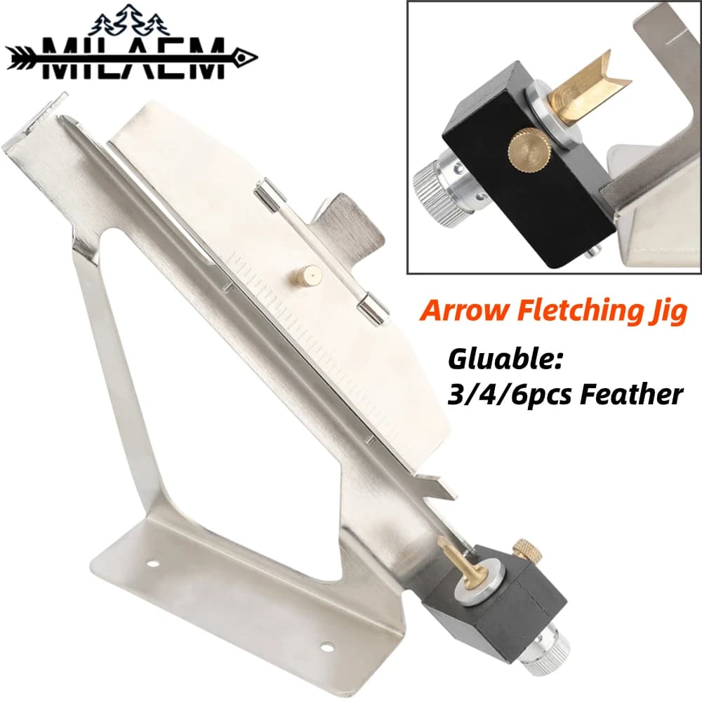 Strumento per piume di tiro con l'arco Jig Fletching regolabile fai da te crea piume incollabili 3/4/6 pezzi per accessori per tiro con l'arco e frecce