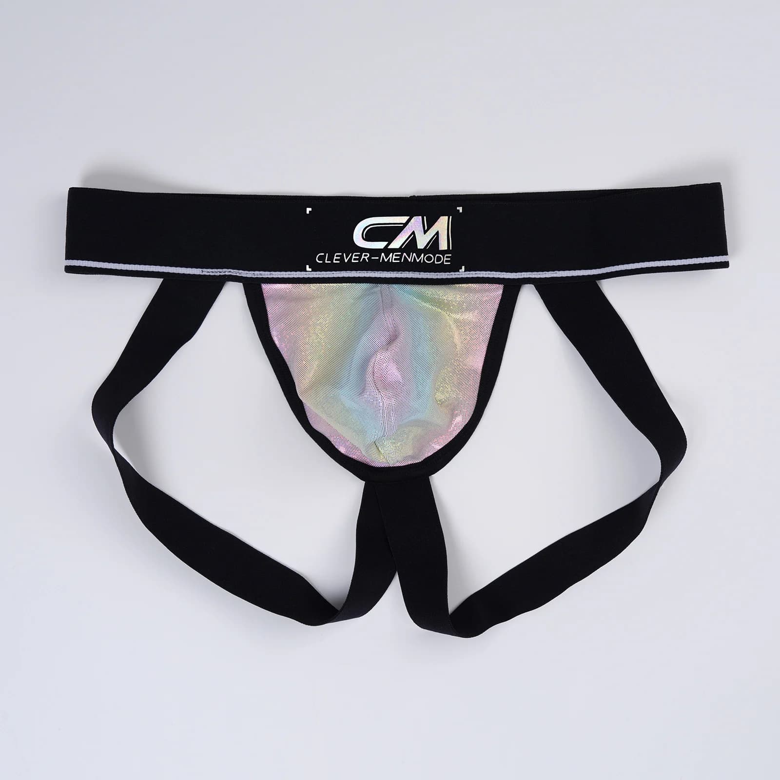 Men's Jockstrap Rose Print Faux Leather Thong Sexy Underwear Jock Strap Wide Waistband Underpants U-Convex Pouch