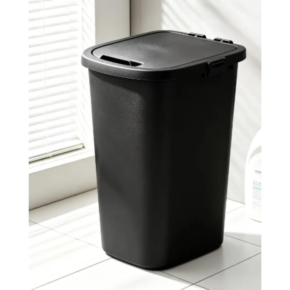 Mainstays Kitchen Trash Can, 11 Gallon Plastic Garbage Bin with Lift Top Lid, Black