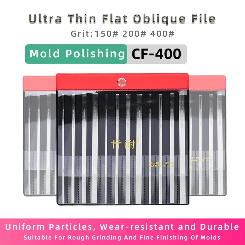 12 Pcs CF-400 Set di lime diamantate Oblique piatte Ultra sottili per la molatura di stampi per tagliare utensili manuali fai da te 180mm 150 #200 #400 #