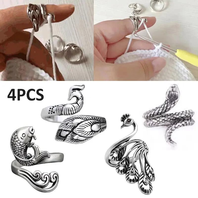 4/8pcs Strumenti di aiuto per maglieria Filo per uncinetto regolabile Anello per maglieria Dito Indossare Ditale Guida a molla Ago Accessorio per cucire