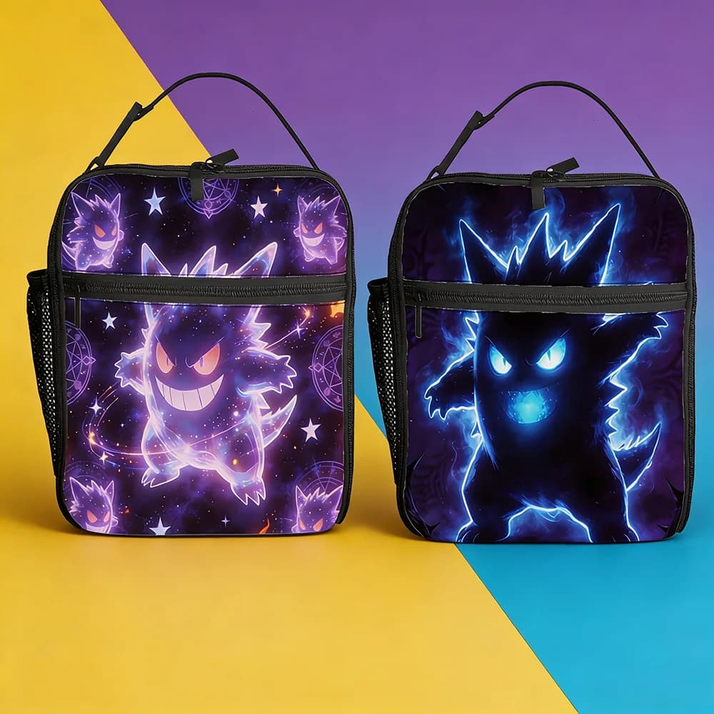 Borsa termica per il pranzo Pokemon Gengar Neon Glow, borsa termica riutilizzabile per studenti e lavoratori, perfetta per la scuola e i viaggi