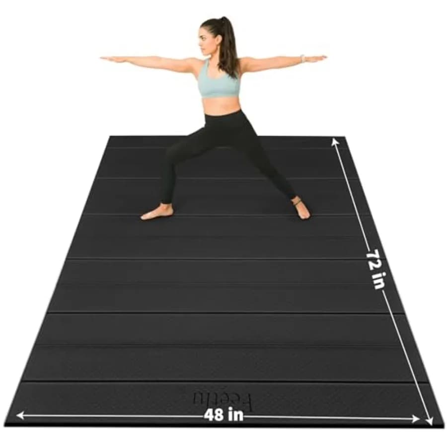 Tappetino Yoga Pieghevole Largo e Spesso, Imbottito, Compatto, Facile da Riporre, Spessore 6mm 8mm, per Casa, Palestra, Viaggi, Yoga, Pilates, Esercizi a Terra