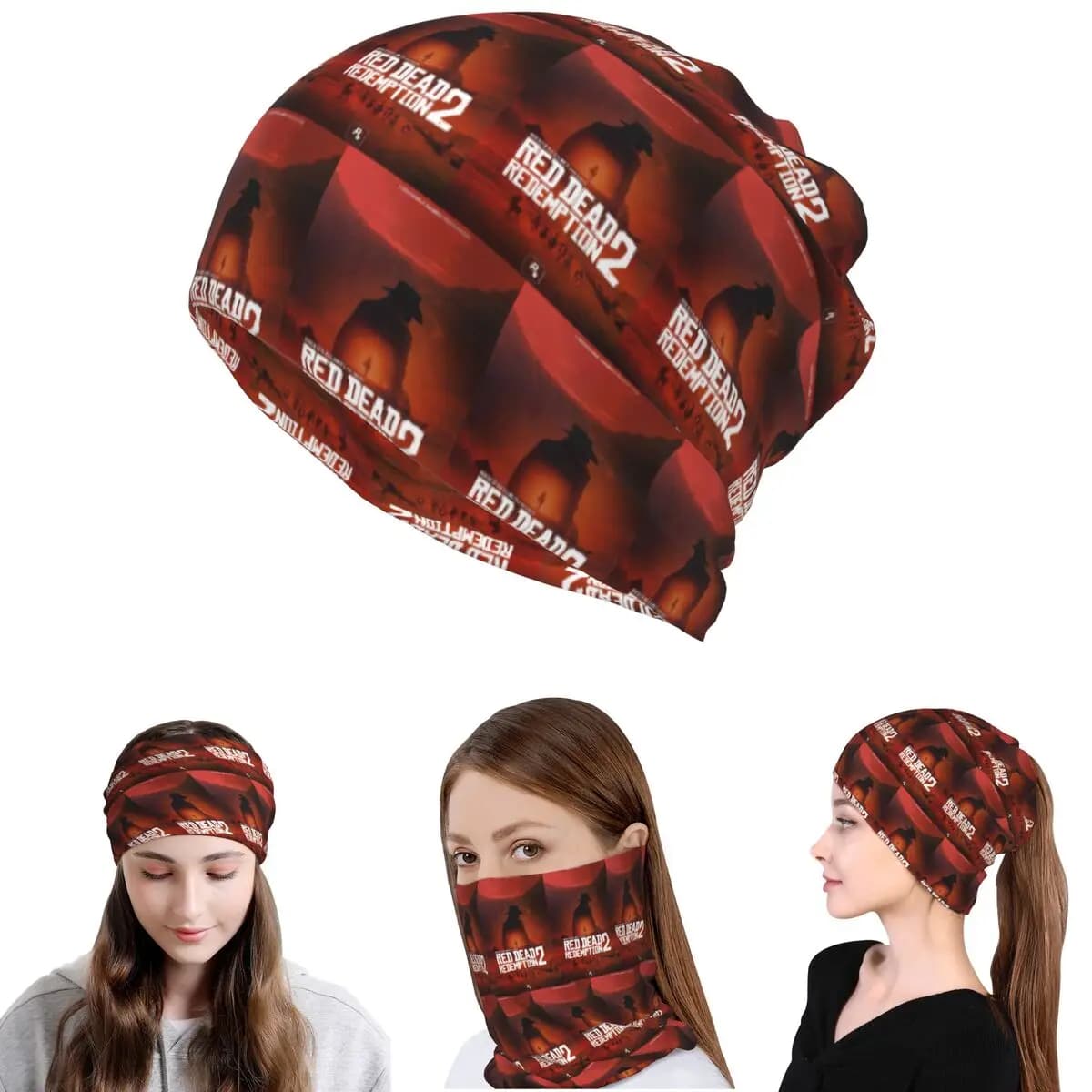 Red Dead Redemption Bandana Scaldacollo Sciarpa Multiuso Fascia per la testa Berretto Cappello Unisex Adulto Traspirante