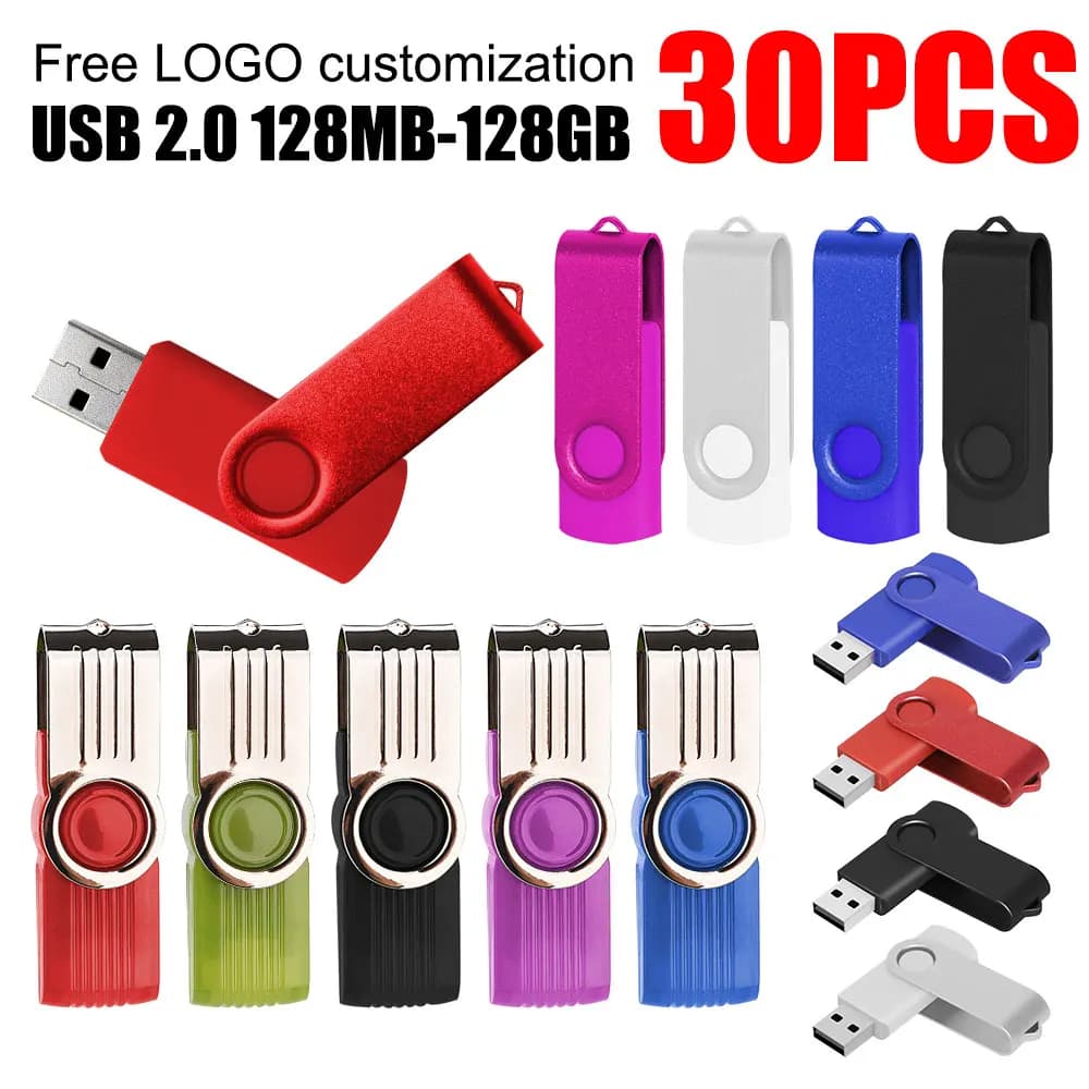 30 Pezzi/Lotto Chiavetta USB in Metallo 32GB 4GB 16GB Pendrive 64GB Memoria USB per Album Musicali 512MB Regalo USB con Logo Personalizzato Gratuito