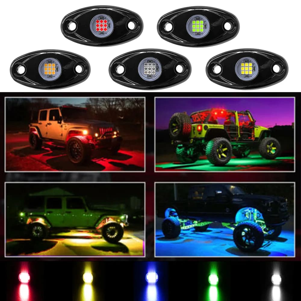 Luce al neon a LED Luci da roccia a LED Bagliore sottoscocca impermeabile per Jeep Atv Suv Offroad Car Truck Yacht 1 paio