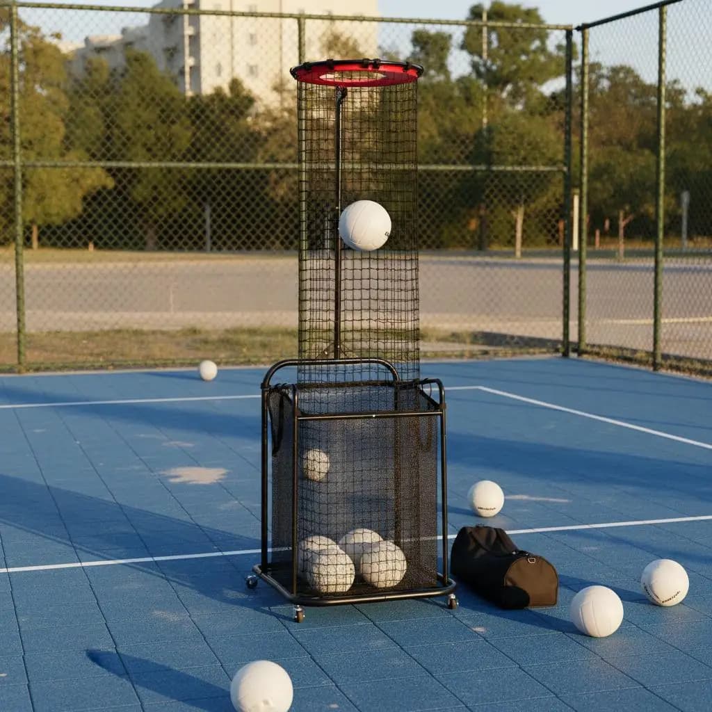 Rete da allenamento per pallavolo con anello da 20 pollici per servizio, attacco e passaggio, attrezzatura da allenamento regolabile in altezza e angolazione