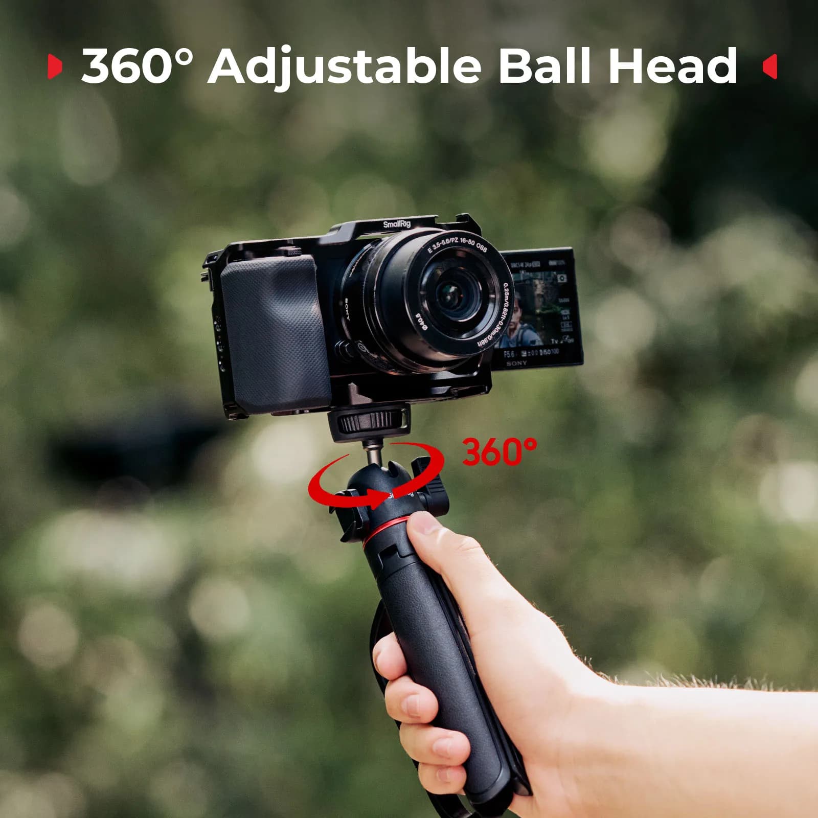 SmallRig VT-15 Vlog Tripod in Carabiner Shape w Mantis Hook 360° Ball Head Extendable Selfie Stick for DSLR Action Camera Phone