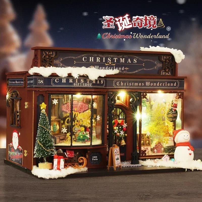 DIY Little House Christmas Wonderland Toy Model Handmade Assembly DIY Little House DIY Bookend