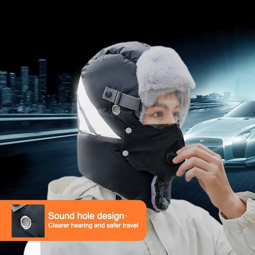 Cappello bomber alla moda Berretto da sci invernale ispessito antivento con occhiali Mantieni caldo il cappello di protezione per le orecchie da ciclismo per gli sport all'aria aperta