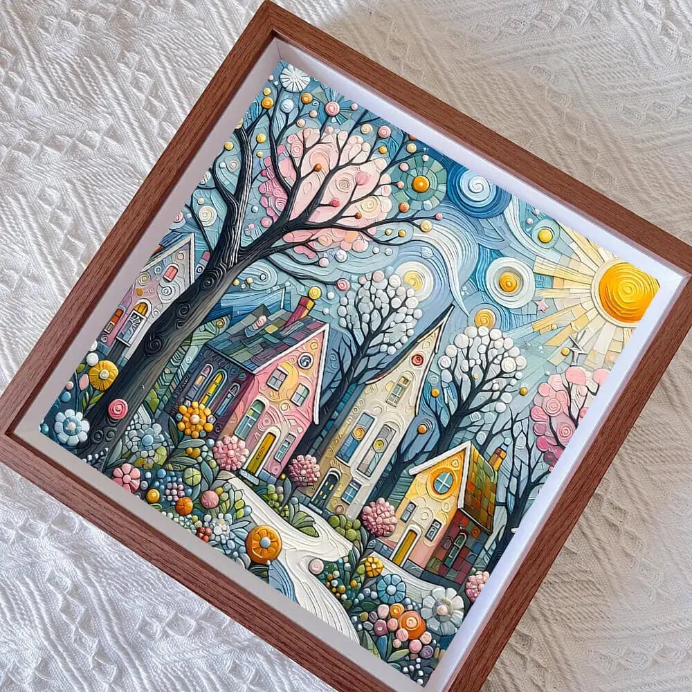 Huacan Diamond Painting House Tree DIY Full Round Square Drill Embroidery Landscape Mosaic Scenery Creative Leisure Home Decor