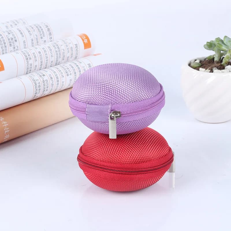 1Pc Borsa rotonda per organizer per auricolari in EVA Custodia per cavo per auricolare portatile Custodia protettiva per auricolari con cerniera