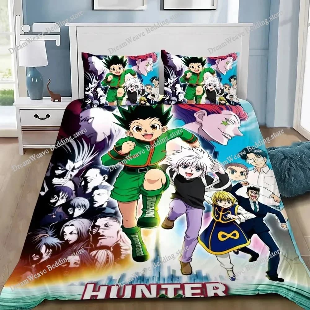 Set Copripiumino e Federe Hunter X Hunter, Decorazione Camera da Letto per Adulti e Ragazzi, Letto Singolo o Matrimoniale 9639
