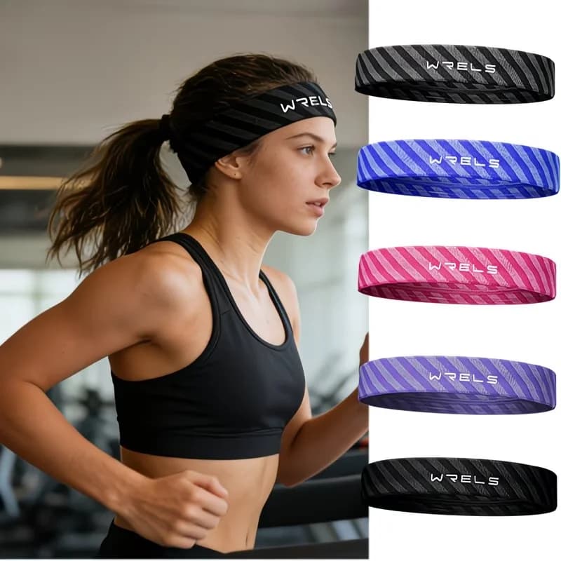 WRELS Sport Headbands Non Slip Moisture Wicking Anti Slip Quick Dry Running Yoga Hairband Men Woman Breathable Elastic Headband