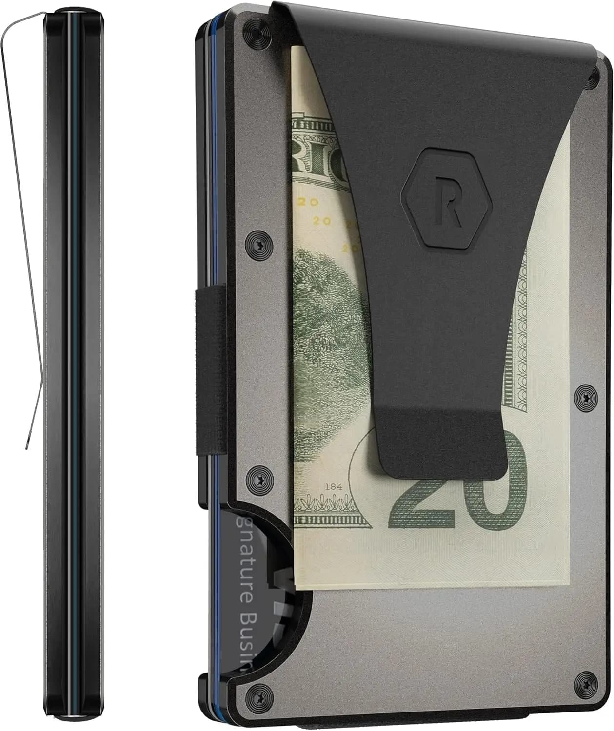 Portafoglio Sottile Minimalista da Tasca Frontale con Blocco RFID, Porta Carte Compatto e Fermasoldi per Uomo