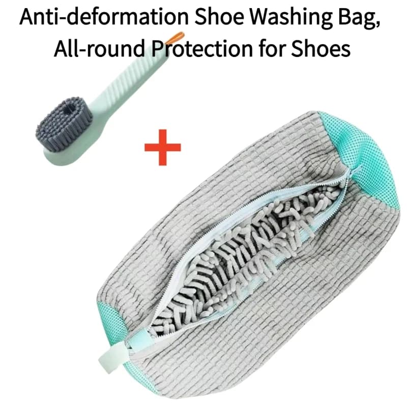 Set of 6 Bags Grigi for Washing Shoes with Brush Soft, Resistent Laundry Bags Suitable for All Shoes