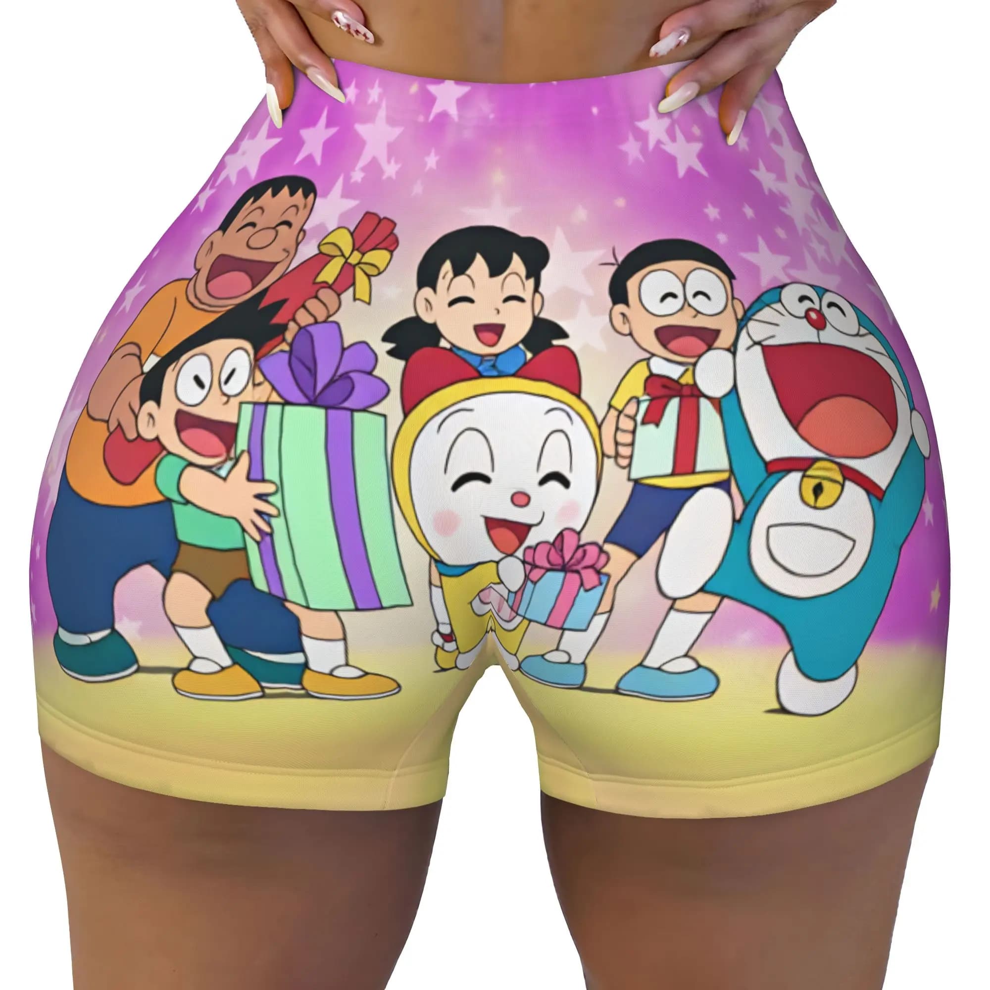 Doraemon Dorami Nobita Shizuka Gym Volleyball Biker Shorts for Women Gian Suneo Workout Yoga Shorts