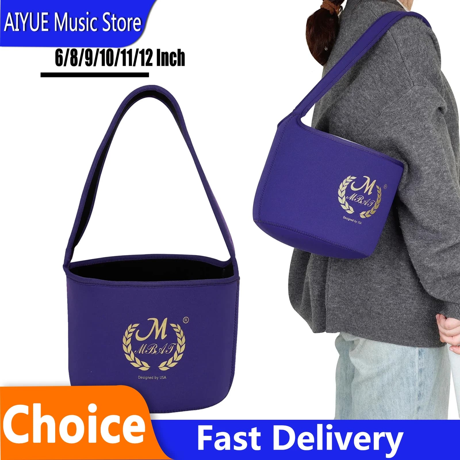 M MBAT 6/8/10/11/12 Inch Crystal Bowl Bag Purple Handbag Storage Bag Singing Bowl Professional Percussion Instrument Parts